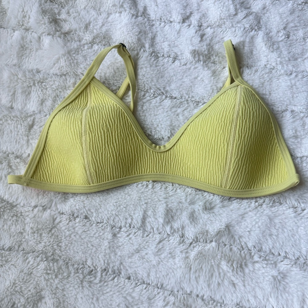 Textured Yellow Triangl Bikini Top